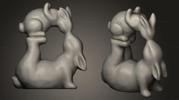 Статуэтки животных (Целующиеся Кролики, STKJ_0334) 3D модель для ЧПУ станка